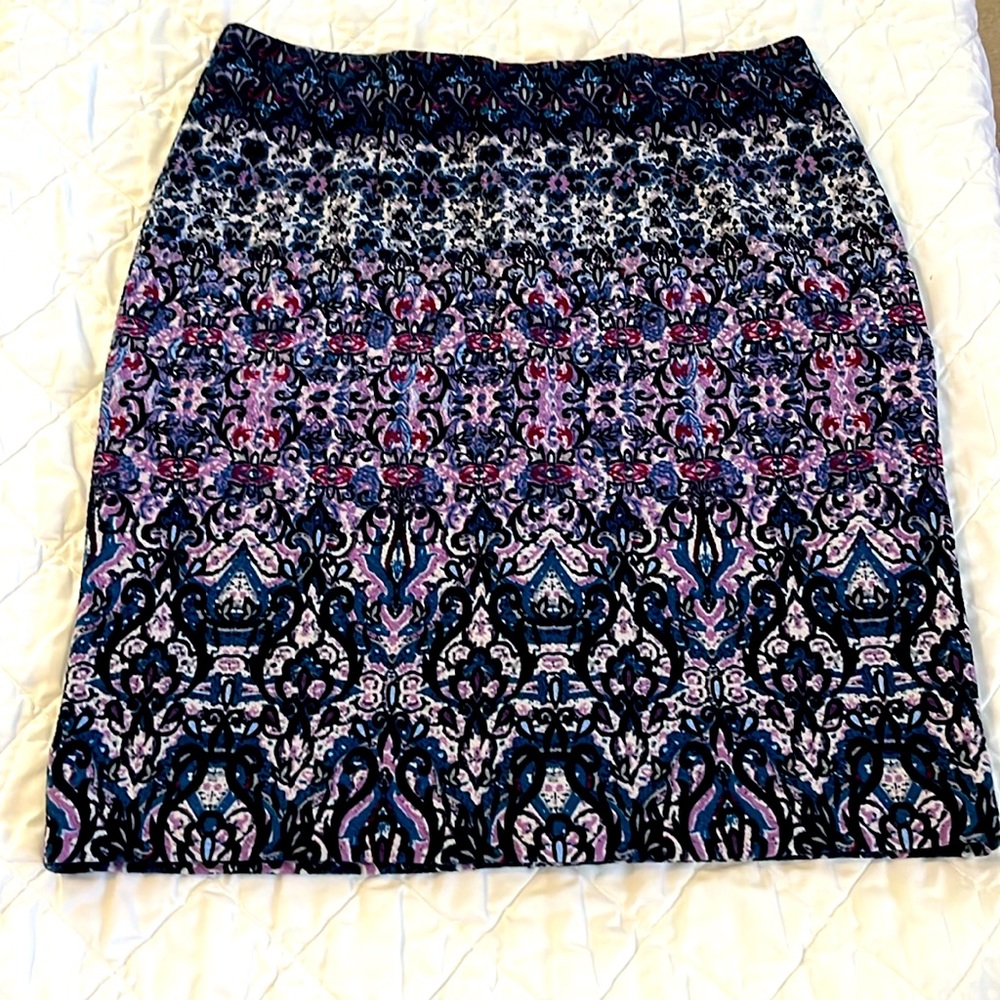 J. Jill Women's Size S Blue Purple Printed Pencil Skirt Knit